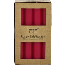 Rubin Licht Rustik Çubuk Mum Kırmızı 8'li