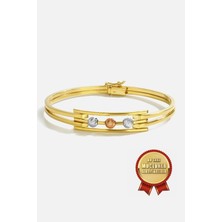 Meks Jewels 925 Ayar Gümüş Mikron Altın Kaplama Kaburga Kadın Bileklik