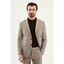 MCR Kırçıllı Slim Fit Mono Yaka Keten Erkek Ceket