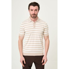 MCR Çizgili Slim Fit Polo Yaka Erkek Triko T-Shirt