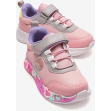 Ccway Cırtlı Kalpli Taban Anorak Çocuk Spor Ayakkabı 26-30 PEMBE LİLA