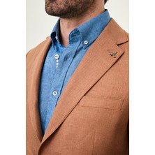 MCR Desenli Slim Fit Mono Yaka Keten Erkek Ceket