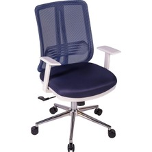 Ofisbazaar Up Beyaz Fileli Çalışma Koltuğu | Ergonomik Şef ve Toplantı Koltuğu Lacivert