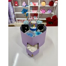 Ayı Evreni Romantik Hediye Kutusu Mavi | Lila Kutu | Kar Küresi, Çelik Takı Seti, Peluş Ayıcık | Sevgiliye, Anneye, Doğum Günü, 14 Şubat, Yıldönümü