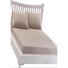 Evony Lastikli Streç Battal Boy Havlu Çarşaf 180X200 cm Renk Açık Kahve