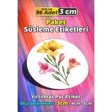 Sb Store Çiçek Temalı Ambalaj Hediye Paket Süsleme Etiketi Model 376 - 96 Adet 3cm