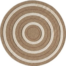 Seyran Halı 675 Taba Royalty Yuvarlak Jüt Halı – Kabartma Desenli Doğal Üstü Tüylü Halı