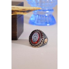 Innuendo Jewelry 925 Ayar Gümüş Hz Süleyman Mührü Işlemeli Kartal Detaylı Erkek Yüzük
