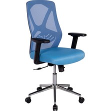 Ofisbazaar Dolphin Siyah Fileli Çalışma Koltuğu | Ergonomik Şef ve Toplantı Koltuğu Açık Mavi