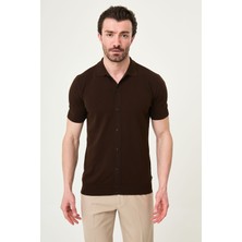 MCR Düz Slim Fit Kısa Kollu Erkek Triko Gömlek