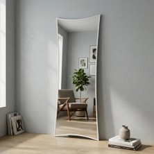 Aypars Atölye Modern Kavisli Boy Aynası 40X120 cm – Dalgalı Formlu Minimalist Dekoratif Beyaz Duvar Aynası