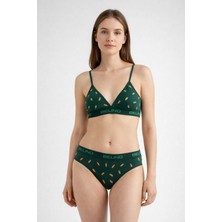 Belinoplus Desenli Kadın Slip Külot ve Destekleyici Pedli Bralet Takım- Carrot Charm
