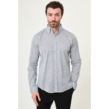 MCR Düz Slim Fit Yakası Düğmeli Keten Erkek Gömlek