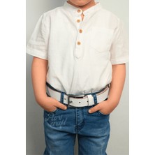 Parscraft Çocuk Kemeri %100 Hakiki Deri 3 cm Beyaz Yumuşak Kopma Kırılma Olmaz