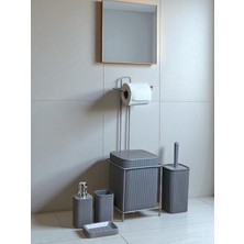 6 Parça Banyo Seti Metal Stantlı Tuvalet Fırçası ve Çöp Kovalı Kolay Temizlik İçin Tasarlandı