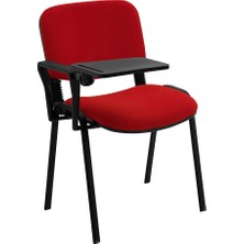 Ofisbazaar Form Yazı Tablalı Kolçaklı Sandalye – Toplantı, Eğitim ve Seminer Koltuğu (Kırmızı Kumaş) Kırmızı