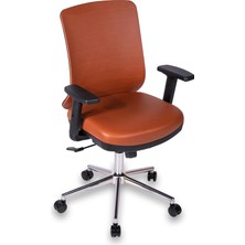 Ofisbazaar Up Deri Çalışma Koltuğu | Ergonomik Şef ve Toplantı Koltuğu MARTIN09 Kahverengi Deri