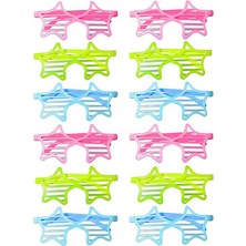 Pileli Store Retro Neon Fosforlu Yıldız Panjur Gözlük 12 Adet – 80’ler 90’lar Parti Stili