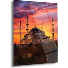 Shiny Art Gün Batımında Sultanahmet Camii Cam Tablo - ISL248