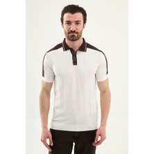 MCR Desenli Slim Fit Polo Yaka Fermuarlı Erkek Triko T-Shirt