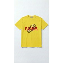 Hoxie Unisex Düz Renk Nasa Dijital Baskılı Bisiklet Yaka Basic Tişört