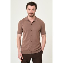 MCR Düz Slim Fit Kısa Kollu Erkek Triko Gömlek