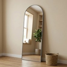 Aypars Atölye Modern Kemer Form Boy Aynası 40X120 cm – Minimalist Ince Gri Çerçeveli Dekoratif Duvar Aynası 2026 Trend