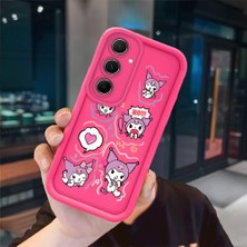 Ucuc Samsung Galaxy A55 Uyumlu Pembe Kırmızı Silikon Kılıf Darbeye Dayanıklı Kamera Koruma