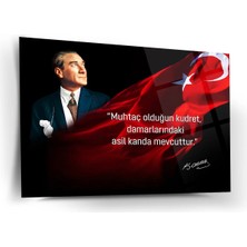 Shiny Art Atatürk Sözlü Türk Bayrağı Cam Tablo - ATA325