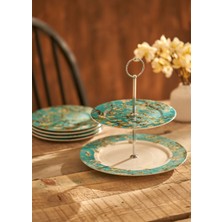 Bella Maison Van Gogh Almond Blossom Porselen 2 Katlı Kurabiyelik Turkuaz