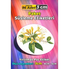 Sb Store Çiçek Temalı Ambalaj Hediye Paket Süsleme Etiketi Model 380 - 96 Adet 3cm