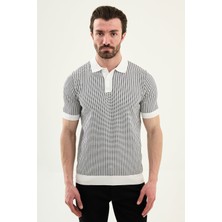 MCR Çizgili Slim Fit Polo Yaka Erkek Triko T-Shirt