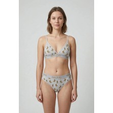 Belinoplus Desenli Kadın Slip Külot ve Destekleyici Pedli Bralet Takım- Tiger Power