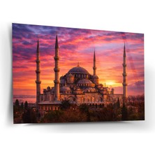 Shiny Art Gün Batımında Sultanahmet Camii Cam Tablo - ISL254