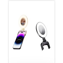 CAILON Aynalı Şarjlı Ring Light Telefon Için Klipsli LED Selfie Işığı Aynalı Tasarım