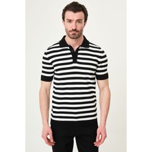 MCR Çizgili Slim Fit Polo Yaka Erkek Triko T-Shirt