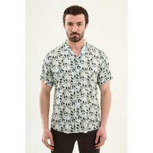MCR Desenli Slim Fit Apaç Yaka Kısa Kollu Erkek Gömlek