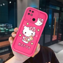 Ucuc Redmi 10C Uyumlu Pembe Kırmızı Silikon Kılıf Darbeye Dayanıklı Kamera Koruma