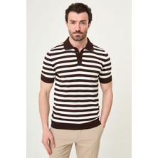 MCR Çizgili Slim Fit Polo Yaka Erkek Triko T-Shirt