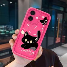 Ucuc iPhone 16 Uyumlu Pembe Kırmızı Silikon Kılıf Darbeye Dayanıklı Kamera Koruma