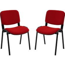 Ofisbazaar Form Kırmızı Misafir Sandalyesi 2'li Set | Metal Ayaklı Ergonomik Bekleme ve Toplantı Sandalyesi Kırmızı