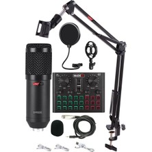 Lastvoice BM800 Stüdyo Mikrofonu Siyah Renk Kablolu Bağlantı ile Efektli Ses Kartı Seti