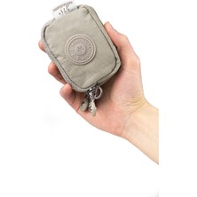 İmaks Mini Boy Krinkıl / Klinkır Kumaş 3 Fermuar Bileklik Askı Bozuk Para Cüzdan Makyaj Çanta Bej 1415A