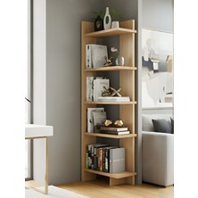 Freehome Premium Mdf Ürün Modern Köşe Raf Kitaplık | Ahşap 5 Katlı Dekoratif Raflı Çok Amaçlı Düzenleyici