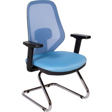 Ofisbazaar Dali Fileli Misafir Koltuğu | Ergonomik Toplantı ve Bekleme Koltuğu Açık Mavi