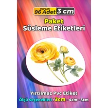 Sb Store Çiçek Temalı Ambalaj Hediye Paket Süsleme Etiketi Model 388 - 96 Adet 3cm