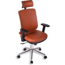 Ofisbazaar Up Deri Yönetici Koltuğu | Ergonomik ve Modern Tasarım MARTIN09 Kahverengi Deri