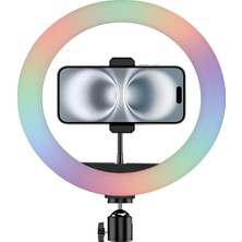 Avcı Teknoloji Market Rgb Renkli LED Halka Işık 33 cm Ring Light Telefon Tutuculu Canlı Yayın Seti