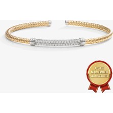 Meks Jewels Mikron Altın Kaplama 925 Ayar Gümüş Italyan Argento Milano Kelepçe Bileklik