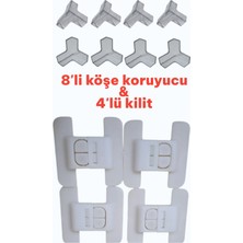 Generic 12 Parça Bebek Güvenlik Seti - 8 Köşe Koruyucu + 4 Çok Amaçlı Kilit Gri